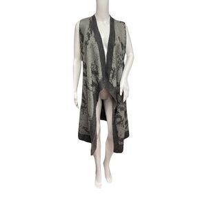 Barneys New York Womens XS‎ Merino Wool Gray Sleeveless Long Open Front Cardigan